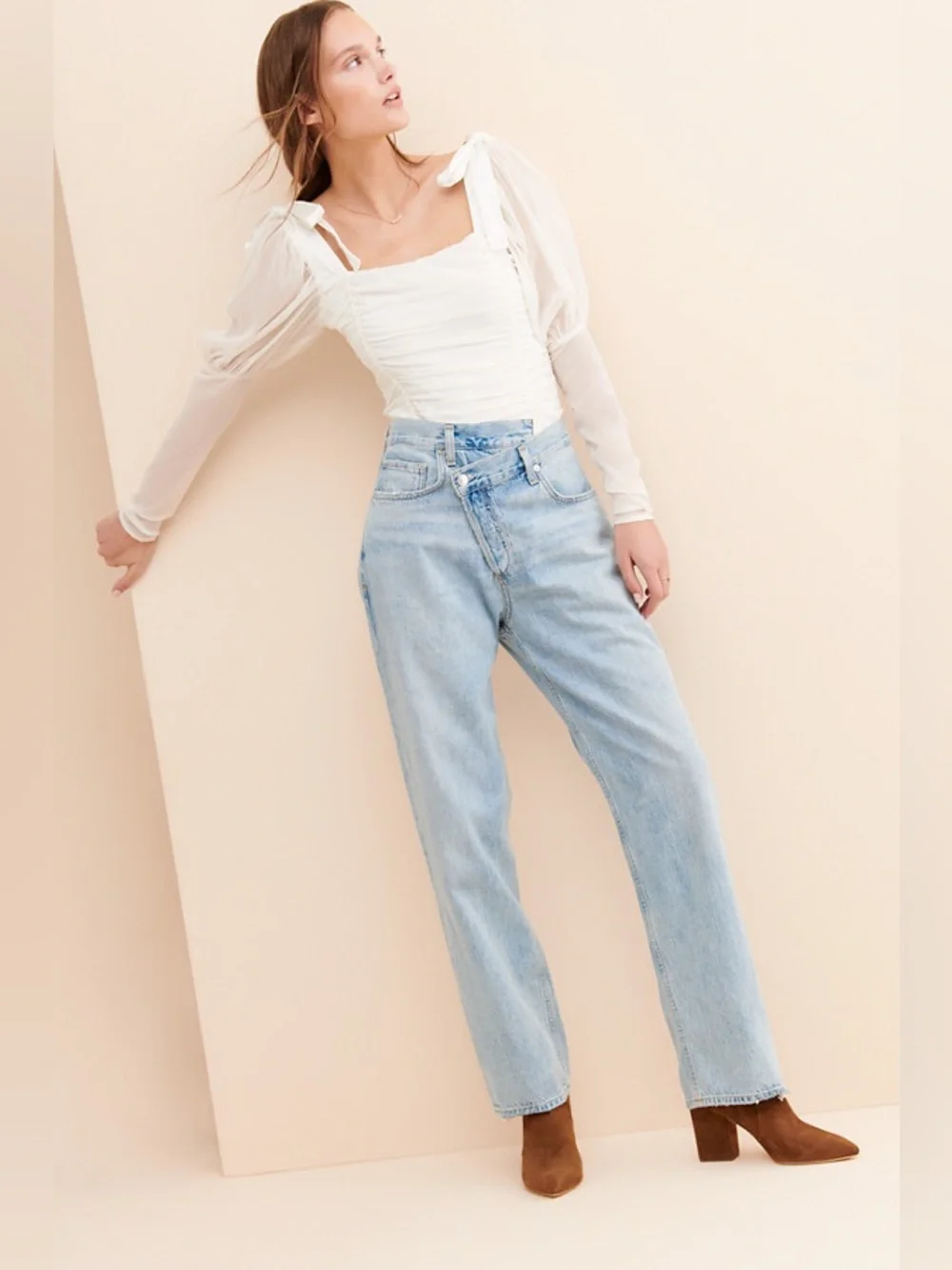 Agolde criss cross High-Rise Straight jeans distressed ripped mother Levi’s 29